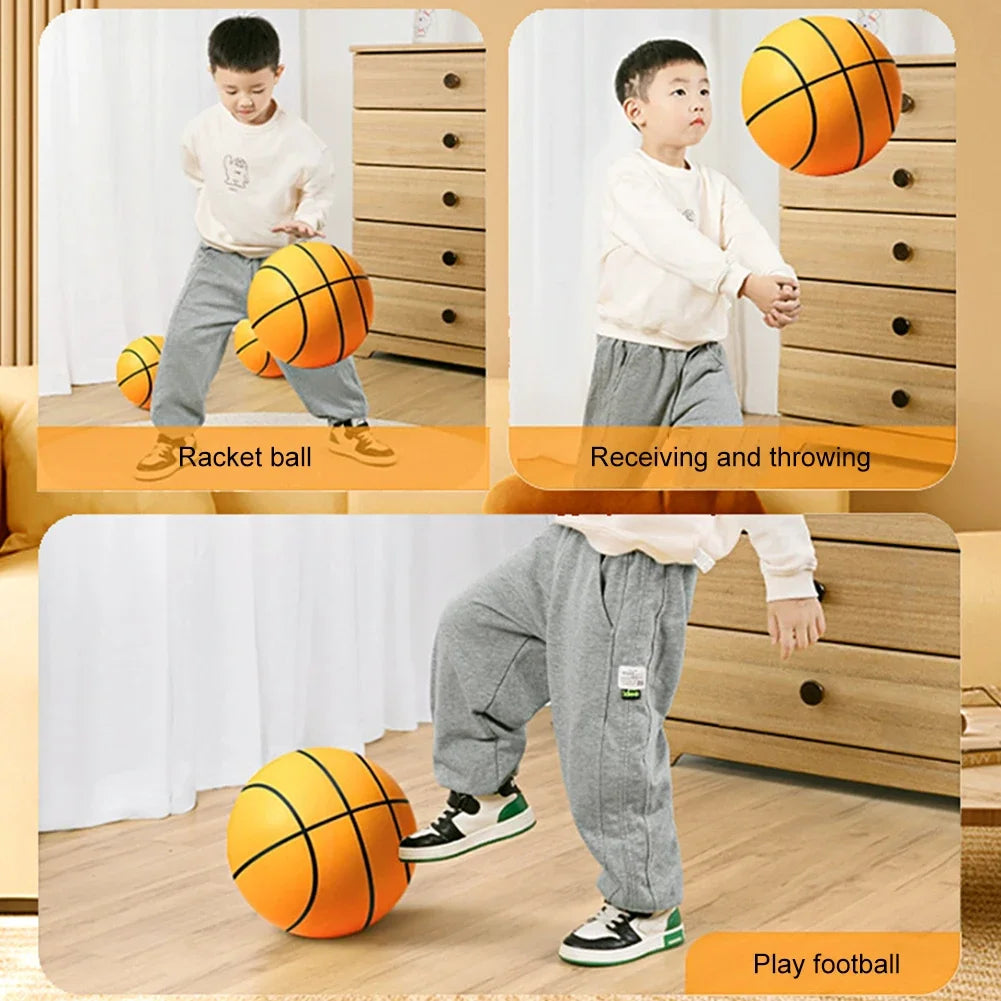 Pelota de baloncesto silenciosa para niños, pelota de cuero elástica de esponja silenciosa para interiores, ligera, de 3, 5 y 7 pulgadas, juguete deportivo para niños, 18/21/24