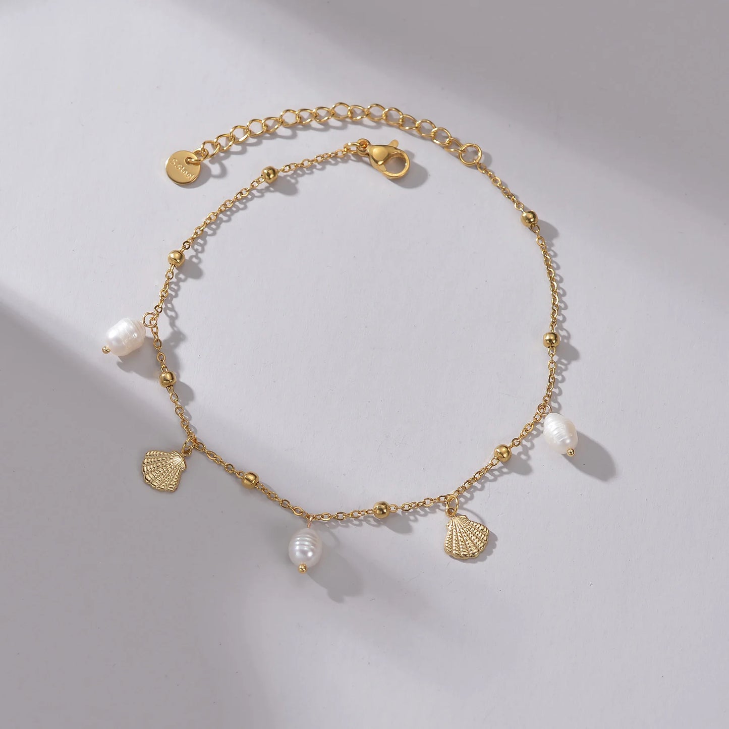 Uzone moda grânulo pingente tornozelo corrente pulseira na perna pé de aço inoxidável ajustável charme pés corrente para mulher jelwery presente