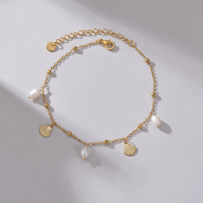Uzone moda grânulo pingente tornozelo corrente pulseira na perna pé de aço inoxidável ajustável charme pés corrente para mulher jelwery presente