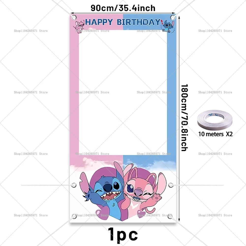 Disney Lilo And Stitch Photo Booth Frame Props Children's 1st Birthday Party Shooting Background Props Baby Party Decoration