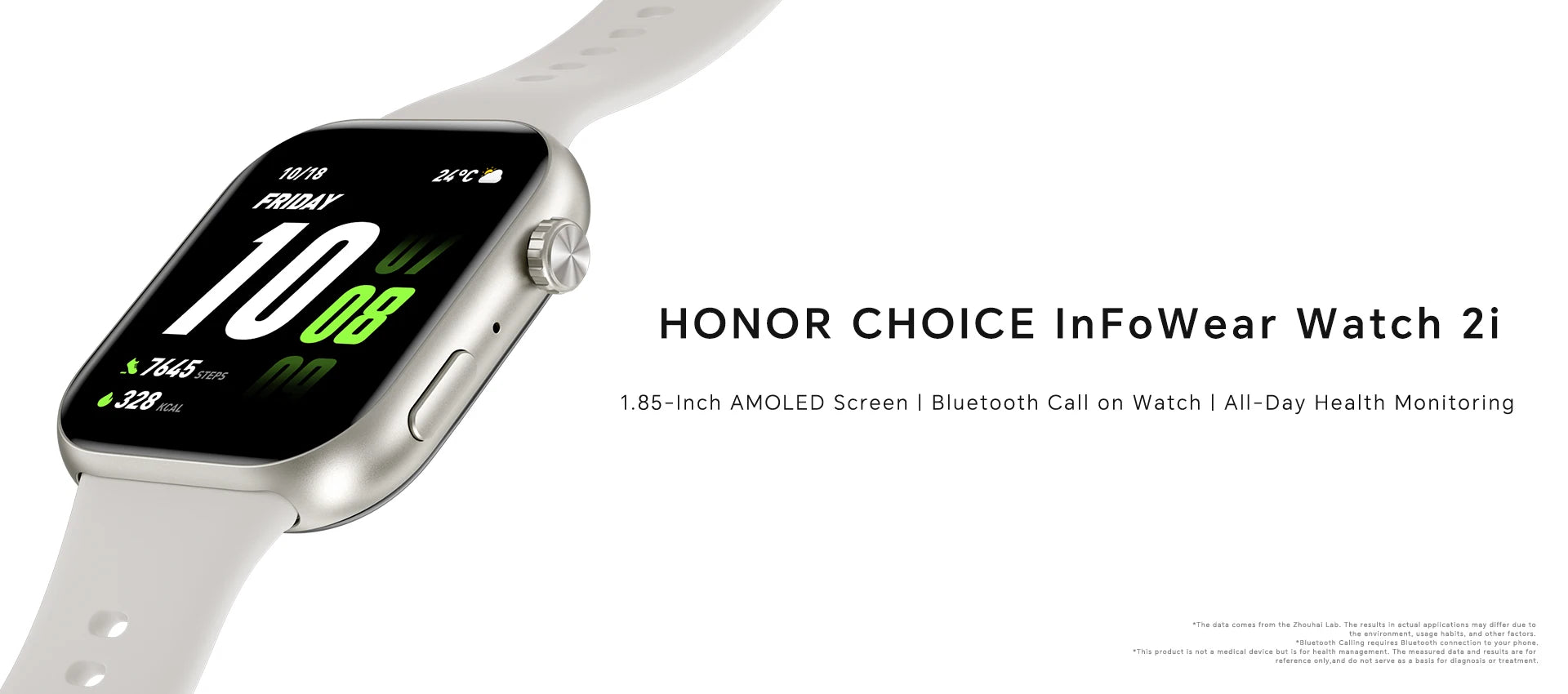 Smartwatch HONOR CHOICE Watch 2i (Versão Global), Tela AMOLED de 1,85", Monitoramento de Saúde 24h