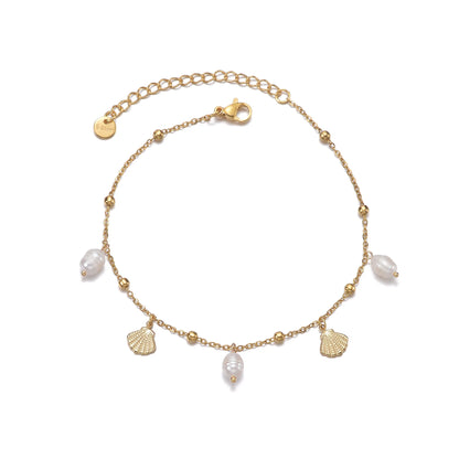 Uzone moda grânulo pingente tornozelo corrente pulseira na perna pé de aço inoxidável ajustável charme pés corrente para mulher jelwery presente
