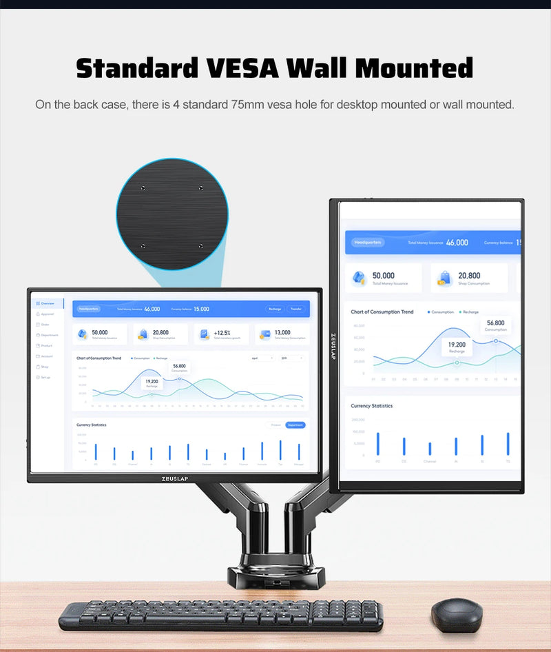 ZEUSLAP 16" 2.5K 144hz Portable Monitor 2560*1600 16:10 100%sRGB 500Cd/m²  Travel Gaming Display for Laptop Switch ps4 ps5 Xbox