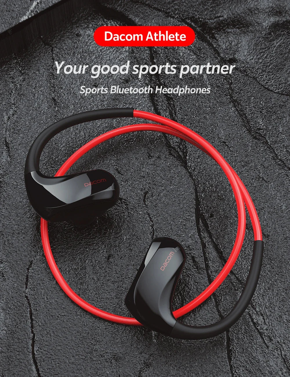 DACOM Wireless Headphones Sports Bluetooth Earphones IPX7 Waterproof 20H Playtime for Running AAC Wireless Headset