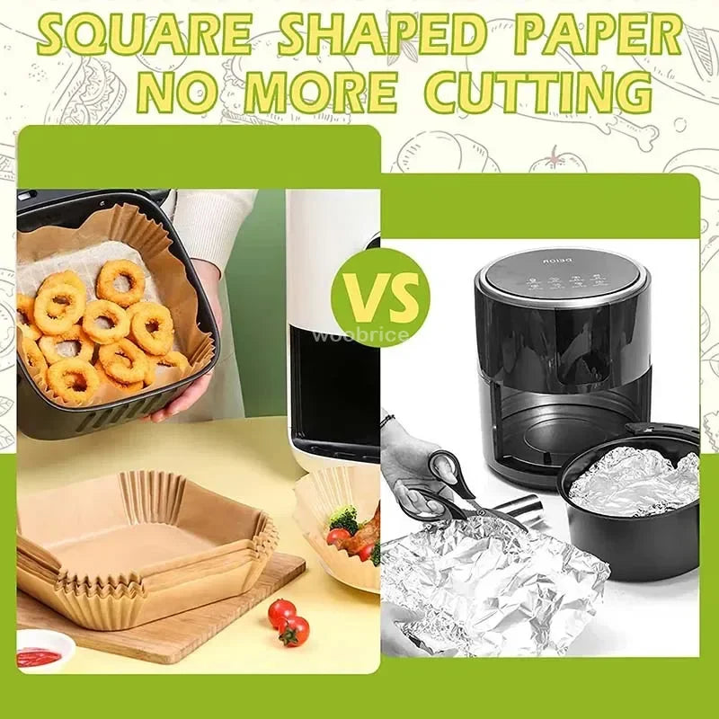 Cooking Paper Square Disposable Air Fryer Paper Air Fryer Paper Liner Oil-proof Water-proof Air Fryer Cooking Trays BakingPapers