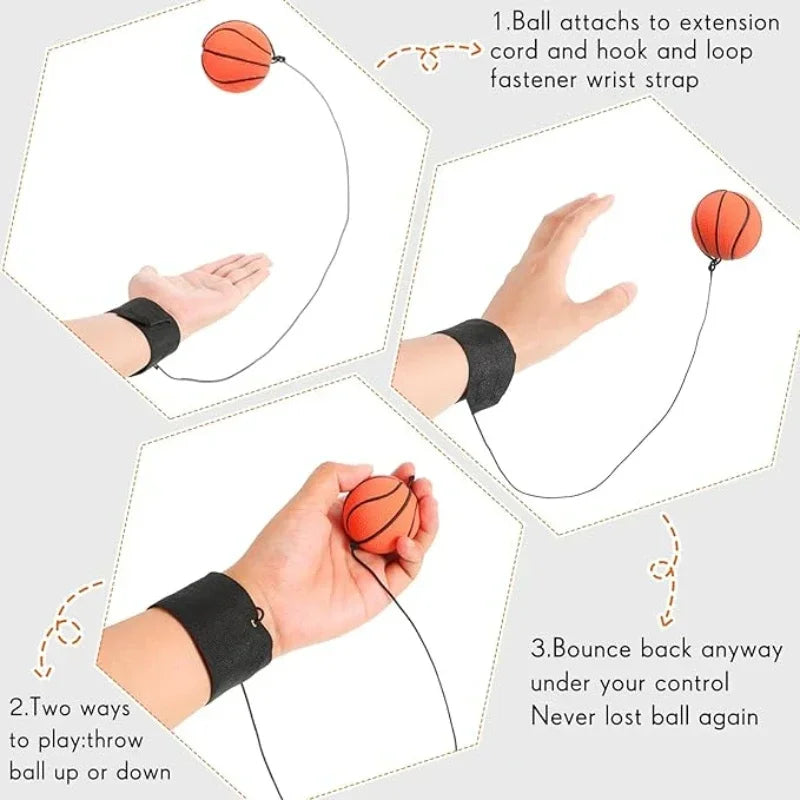1-20PCS Reaction Training Bouncy Ball Set with Wrist Strap, 1 to 20 Pieces for Hand-Eye Coordination, Kids' Outdoor Sports and Fitness