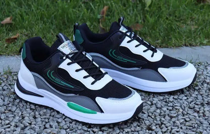 Zapatillas deportivas informales de retazos para hombre, zapatos de malla transpirables para hombre, zapatillas de tenis para correr al aire libre, zapatillas masculinas cálidas con cordones y antideslizantes.