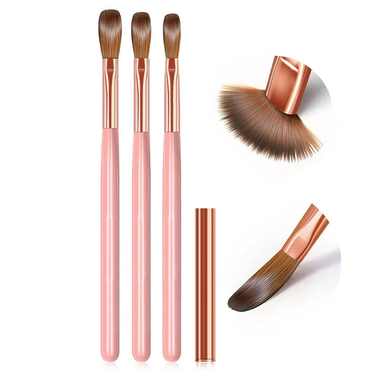 Pincel para uñas acrílicas con mango rosa, tamaño 16/18/22 mm, para aplicación de acrílico, profesional, para polvos, extensiones y tallado.