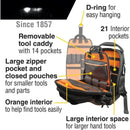 Tool Bag Backpack, Durable Electrician Backpack with 48 Pockets for Hand Tools, Waterproof Bottom, Removable Tool Carrier