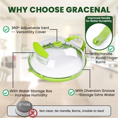 Funda para microondas, transparente, antisalpicaduras, con vaporizador y asa, cubreplatos de 25 cm, utensilios de cocina