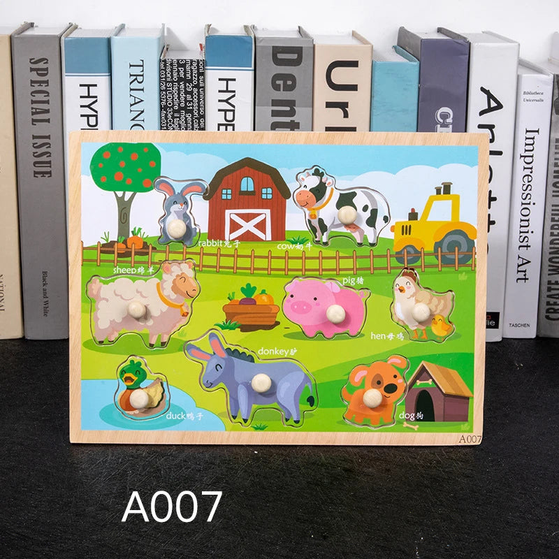 Toddler Wooden Peg 3D Puzzles Kids Toys Alphabet Montessori Education Learning Toys Great Preschool Gift for Girls and Boys