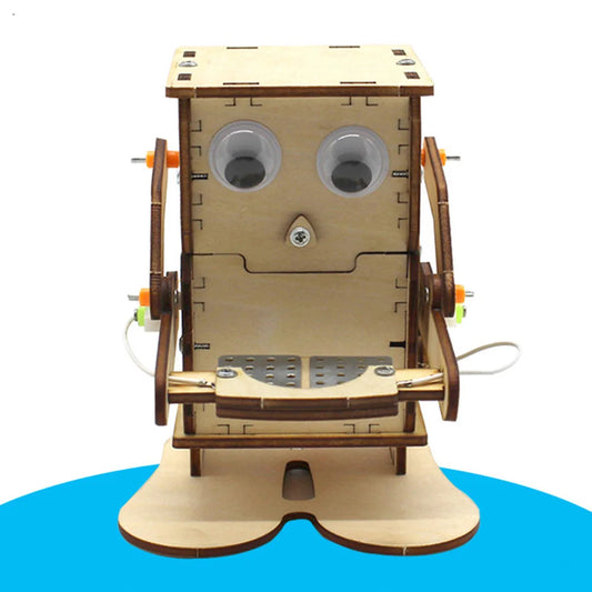 DIY Robot Eating Coin Wood Model Teaching Learning Stem Project Kit for Science Experiment Education Toy Wooden Assemble Kit