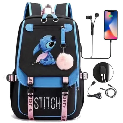 Hot Disney Cute Cartoon Stitch New Kids Thickened Backpack Mini Schoolbag Sports Bag Trendy Cute Shoulder Bag High Quality Gifts