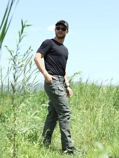 Men's Outdoor Multi Functional Tactical Pants, Multi Pocket Outdoor Hiking Sweatpants, Water-repellent, wear-resistant