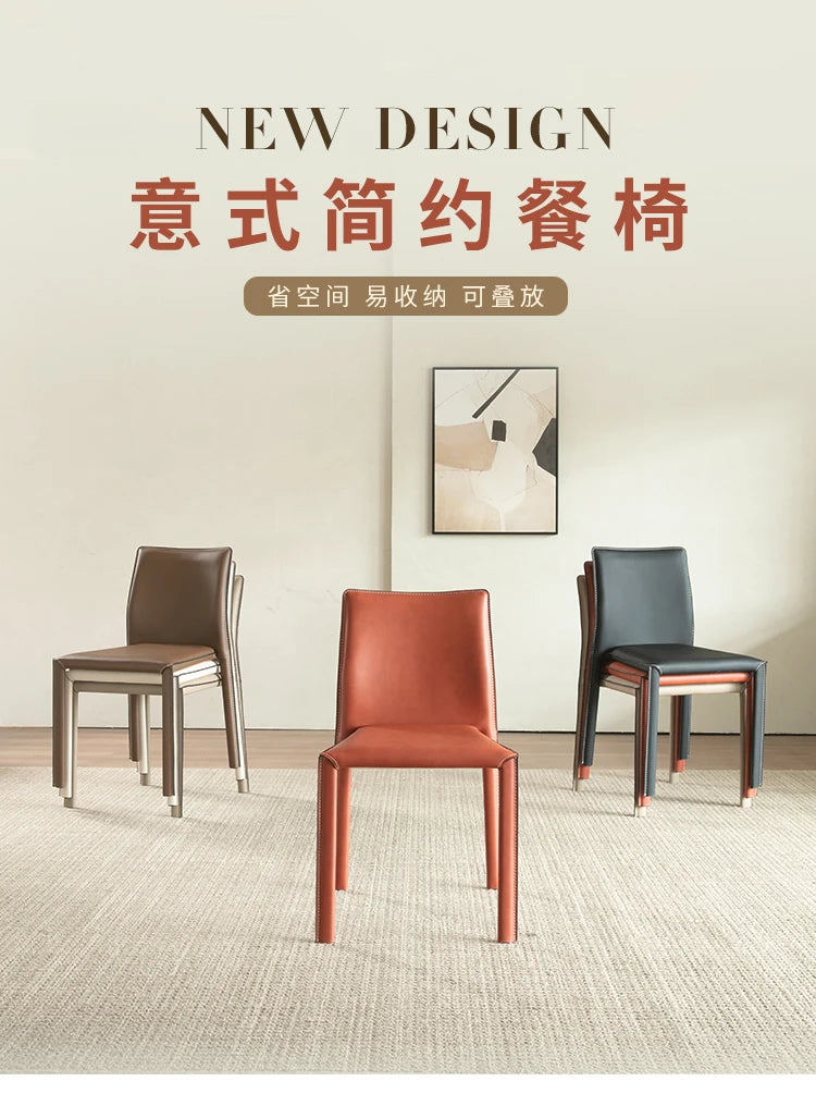 Stackable Household Dining Chairs Italian Style Minimalism Light Luxury Dining Chairs Makeup Backrest Cadeira Home Furniture