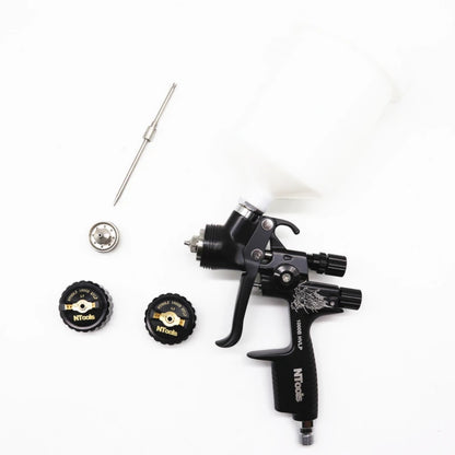 Pistola pulverizadora hvlp com adaptador e tanque misto, pistolas de pintura para reparo de carro, bico de 1.3 e 1.7mm para pintura, pistola de ar à base de água