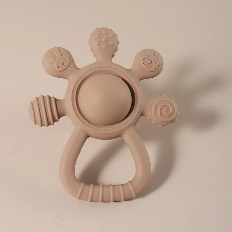 2025 new Teething Silicone Palm Rattle Teether bunny - Safe Baby Chew Toys for Soothing Sore Gums