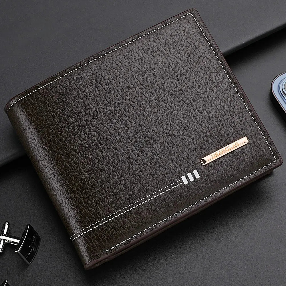 Nueva cartera para hombre, tarjetero, monedero con cremallera, cartera corta de negocios con estampado de lichi de alta calidad.