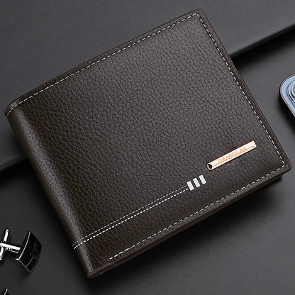 Nueva cartera para hombre, tarjetero, monedero con cremallera, cartera corta de negocios con estampado de lichi de alta calidad.
