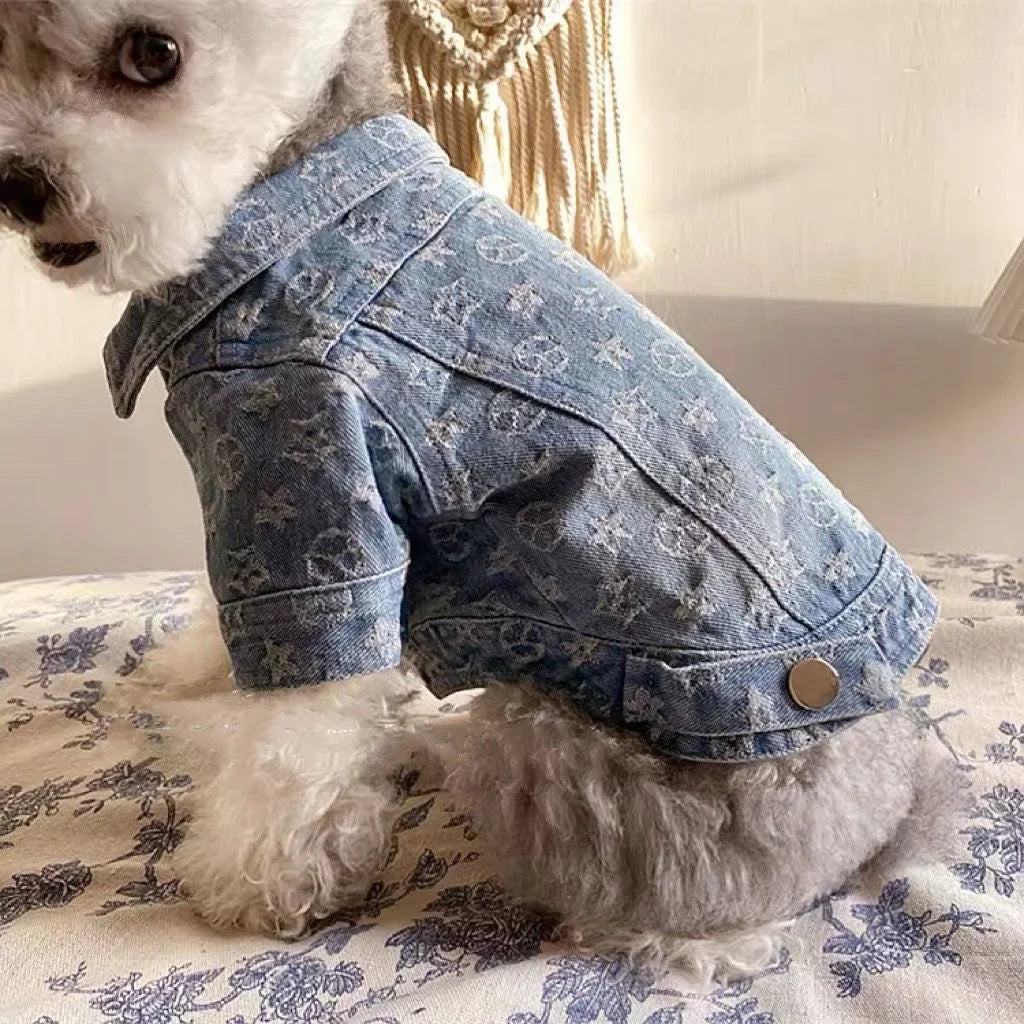 Pet Dog Cat Denim Coat Jacket Puppy Clothes Cool Apparel For Small Medium Dogs Cowboy Schnauzer Dobby Bear Teddy Pet Clothing