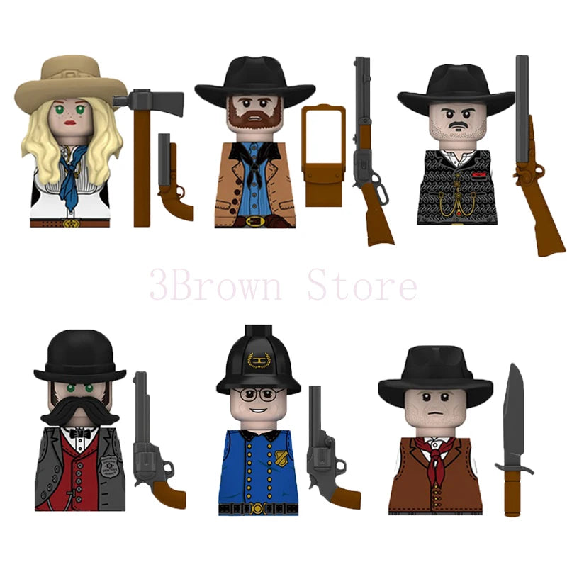 MOC Medieval Building Blocks Castle Knight Western Cowboy Historical Army Cavalry Horse Soldier Gun Kid Toy Gift Brick DIY S040
