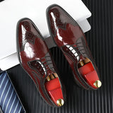 Crocodile Pattern Leather Shoes Business Oxford Footwear Men's Brogue Dress Shoes Leather Formal Shoes for Men Bullock Shoe 2024