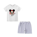 Mickey Mouse Summer T-shirt Shorts Children's Short Sleeve Set Cotton Tees Tracksuits Boys Girls Clothes Casual Two Piece