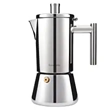 Cafetera italiana Easyworkz Diego para estufa, de acero inoxidable, para 4 tazas, 6.8 oz, de inducción