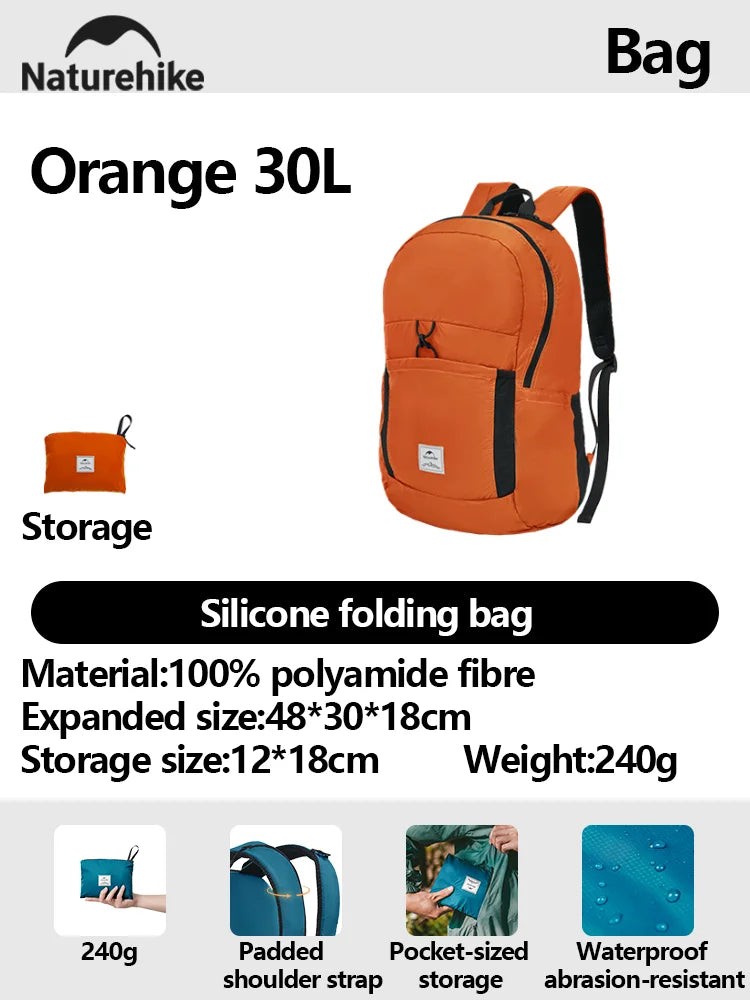 Naturehike New 30L Camping Backpack Large Capacity Portable Foldable Waterproof Shoulder Bag Outdoor Travel Hiking Picnic Bag