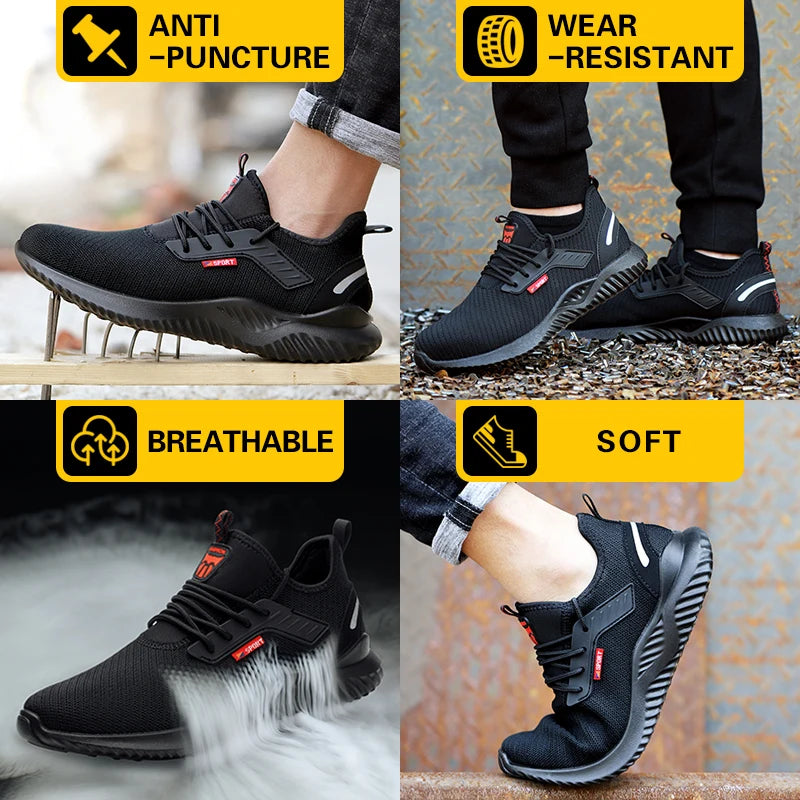 Safety Shoes Men With Steel Toe Cap Anti-smash Men Work Shoes Sneakers Light Puncture-Proof Indestructible Shoes Tactical Boots