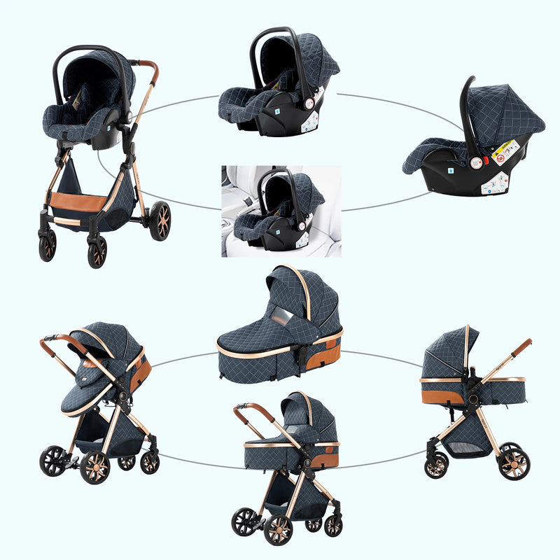 Baby Stroller Baby 3 in 1 Stroller Baby Lightweight Cars High Landscape Luxury Carriage for Newborn Travel Pram Portable Trolley