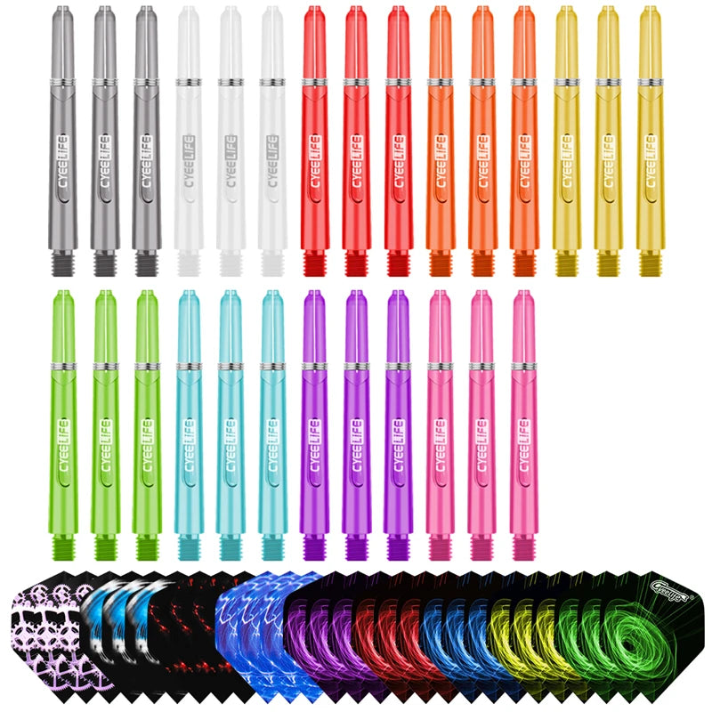 CyeeLife 35/41/48mm Plastic Darts Shafts 4.5mm Screw Thread Transparent Dart Stems With Stainless Steel O Ring For Steel & Soft