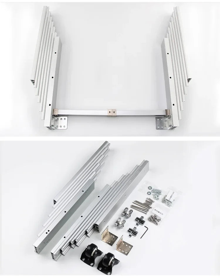 Folding Dining Table Slides Cabinets Aluminum Slide Rails Kitchen Telescopic Flat Push Hidden Table Hardware Accessories