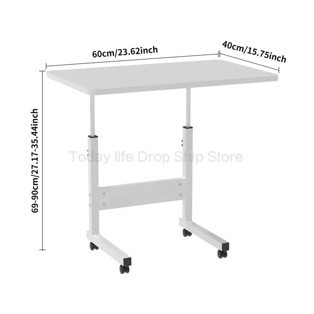 Mesa de Computador Ajustável em Altura, Mesa Sit-Stand, Mesa Laptop com Rodas, Escritório Top, Sala e Quarto, HWC
