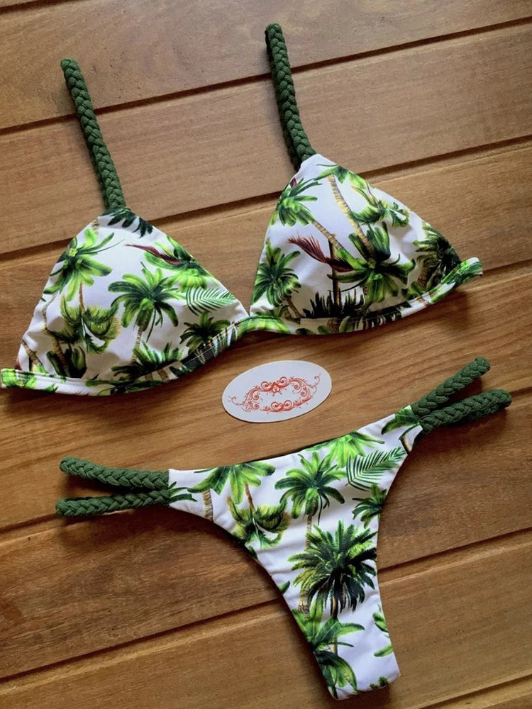Conjunto de bikini sexy 2021 de 2 piezas con estampado de calor, traje de baño deportivo para mujer, ropa de playa, traje de baño push-up acolchado, mono de baño exquisito