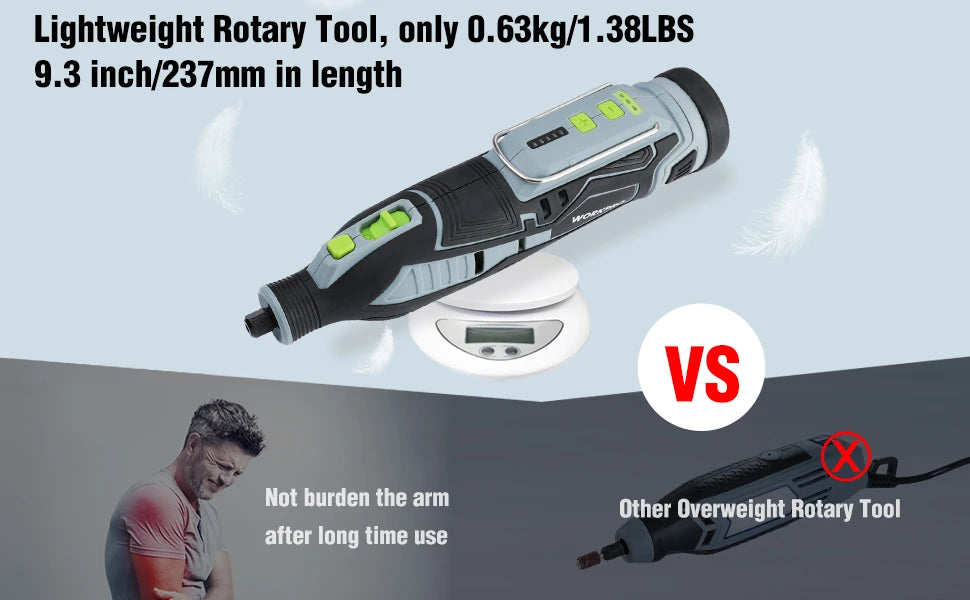 WORKPRO 12V Cordless Rotary Tool With Charger 5-speed 2.0Ah Mini Electric Grinder Machine Polishing Tools  & 114 Accessories