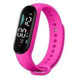 Relógio de pulso digital LED eletrônico feminino, relógio esportivo impermeável, pulseira simples de silicone, relógio casual, moda
