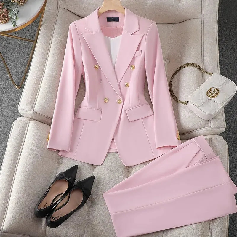 Elegant Women's Fashionable White Western-Style Suit Zihongsuitsuit High-End Business Attire Long-Pants Set For Special Occasion