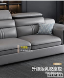 MINGDIBAO Leather Sectional Sofa Set with Cup Holder, USB, Adjustable Headrests & Bluetooth Speaker Living Room Couch with Stool