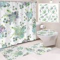 VIKAMA Tropical Plant Leaves Shower Curtain Set  Monstera Print Pattern Green Palm Leaf  Home Decor Bath Mat Toilet Lid Cover