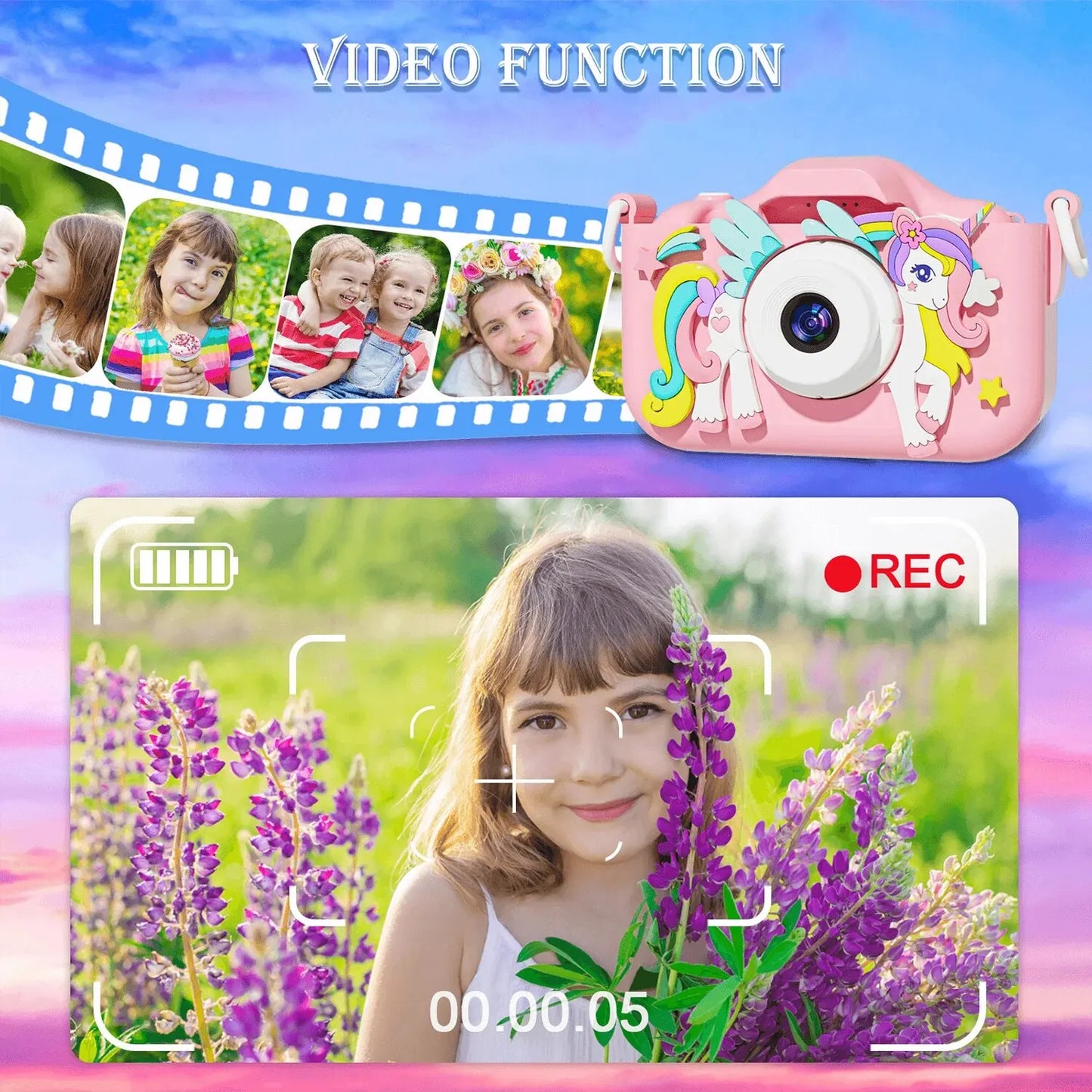 Cámara digital para niños de 1080P HD, cámara de vídeo de 2 pulgadas con funda de silicona, ideal para Navidad y cumpleaños.
