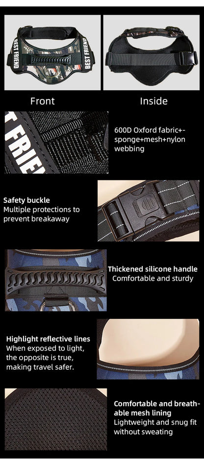 Pet Customizable Harness Vest For Small Medium Large Dog Classic Luxury Walking Dog Harness Adjustable No pull Safe Pet Supplies