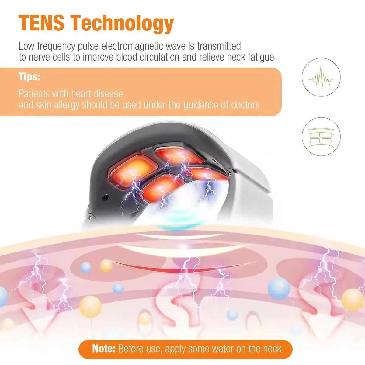 Masajeador eléctrico inteligente para cuello y hombros, masajeador de pulso, amasador, TENS inalámbrico, calor, vértebras cervicales, relajación, alivio del dolor.