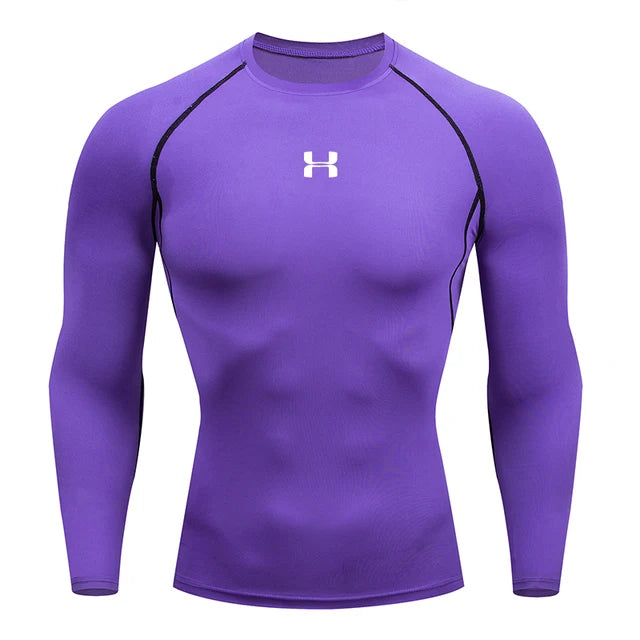 Homens correndo compressão camiseta mangas compridas esporte t ginásio de fitness moletom masculino jogging treino homme camisa atlética topos