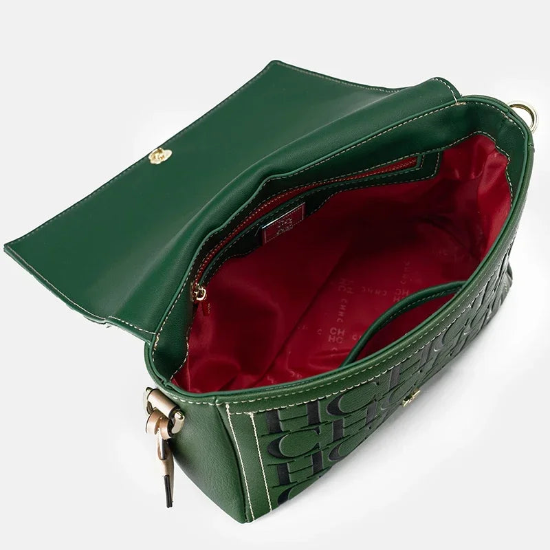 CH Autumn and Winter Solid Color Crossbody Bag Letter Printing High Quality Women's Fashion Elegance 2025 Classic Women's Bag