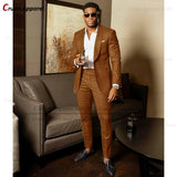 Blue Shawl Lapel Suit Male 2 Pieces Tailored Groom Wedding Suits Tuxedo Best Man Blazer Pants Trendy Fashion Marriage Costume