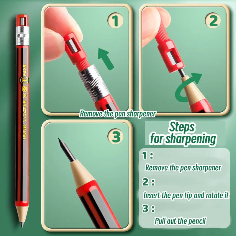 2.0mm Mechanical Pencils Set 2B Automatic Student Pencils with Sharpener Color Pencil Leads School Pens Kawaii Cute Stationery