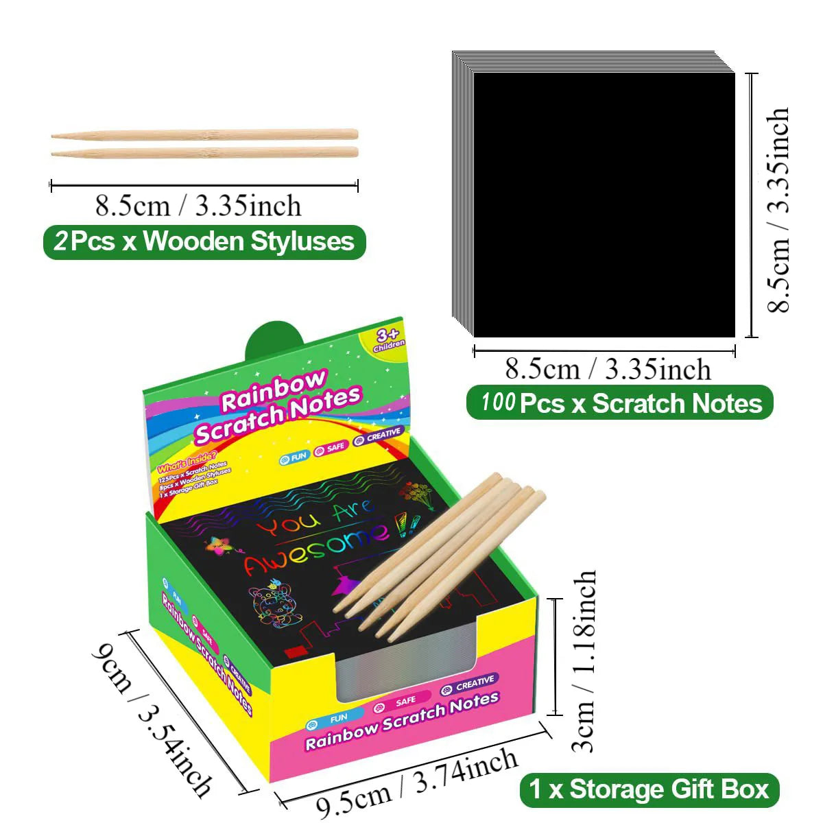 100 piezas de papel para raspar en caja con papel para raspar colorido pintado a mano, el más vendido de Amazon