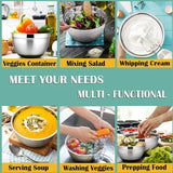 Mixing Bowls with Lids and Non-Slip Bases, Stainless Steel Mixing Bowls Set for Baking, Nesting Storage Bowls, JT227, 6 Pcs
