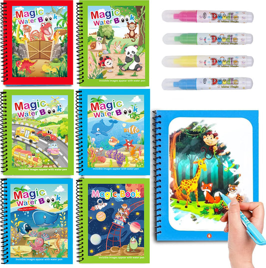 1pc Reusable Water Drawing Book Magic Water Book Mess-Free Magic Painting Pad with Refillable Water Pen Learning  Education Toy